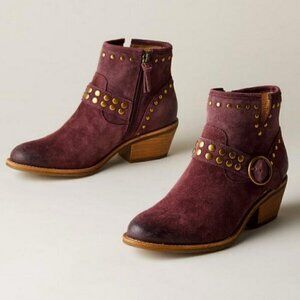 Sofft Allene II Boots Riveted Booties Size 7 Red Suede Leather